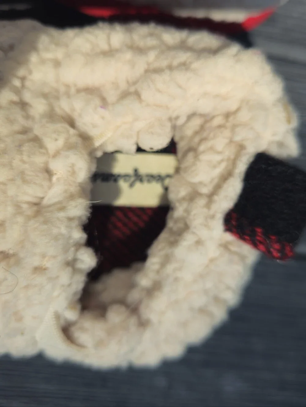🔥Dearfoams Baby Bear Sherpa‎ Slippers Cream Red 9-12 Months